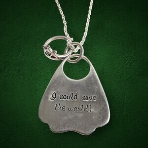 Sterling Silver 925 Superhero Cape Tiara Crown Charm Necklace 18" Inspirational